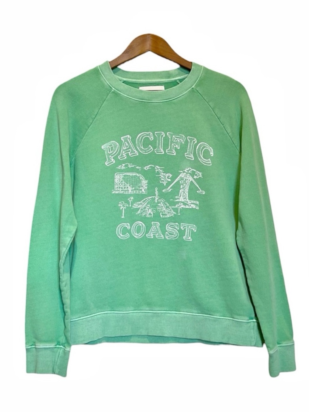 Lucky Brand Pacific Coast Sweatshirt Green Ash Crew Neck Long Sleeve 7W72947